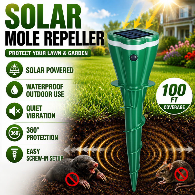 🌸Hot Sale 50% OFF☘️Solar Powered Waterproof Screw Mole Repellent