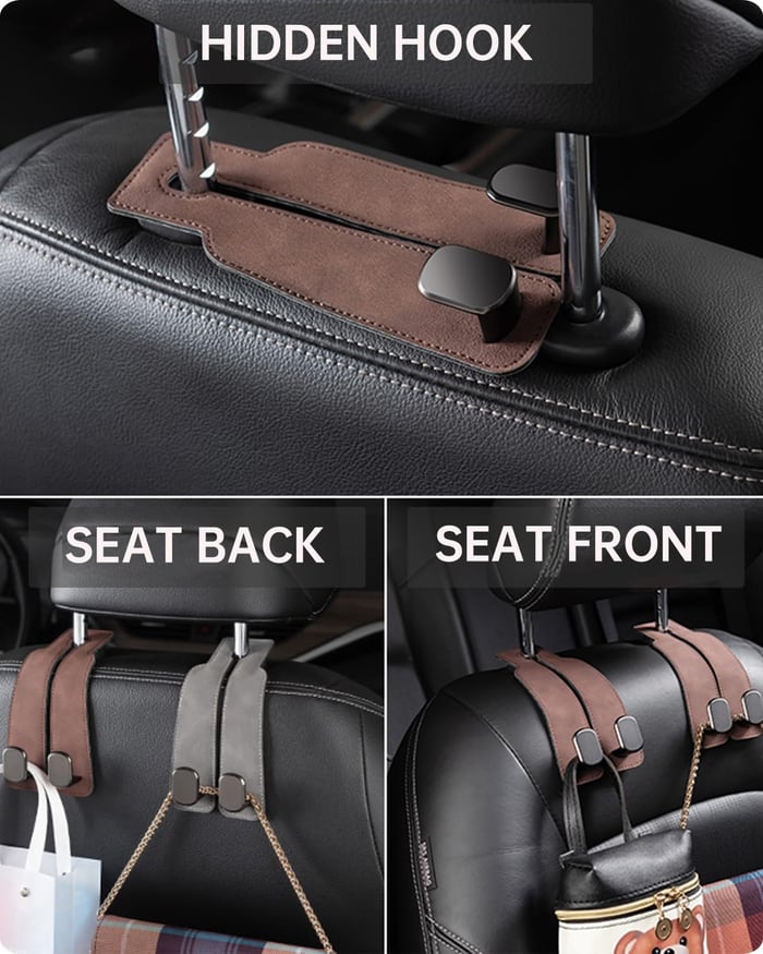 🔥 LAST DAY 60% OFF - Luckysong® Premium Genuine Leather Car Seat Headrest Hook