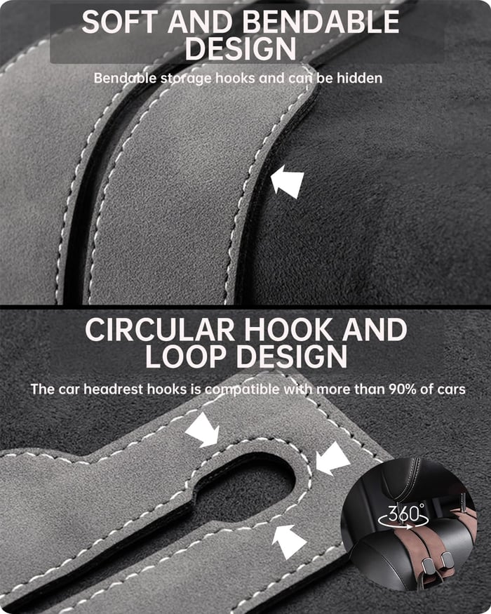 🔥 LAST DAY 60% OFF - Luckysong® Premium Genuine Leather Car Seat Headrest Hook