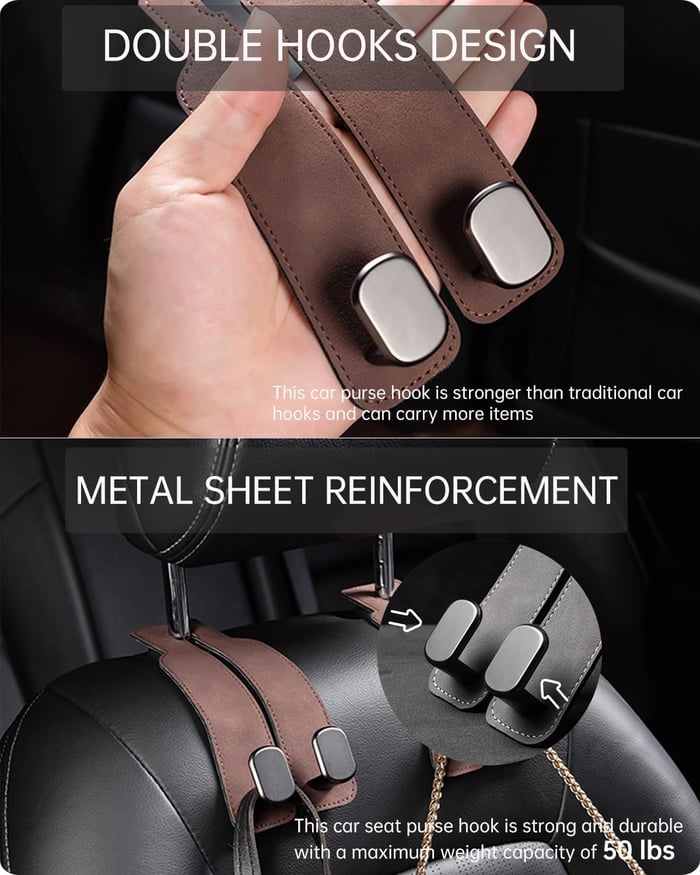 🔥 LAST DAY 60% OFF - Luckysong® Premium Genuine Leather Car Seat Headrest Hook